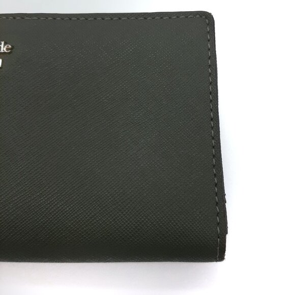 Kate Spade Olive Green & Gold Tone Leather Full Size Bifold Wallet - Picture 2 of 16